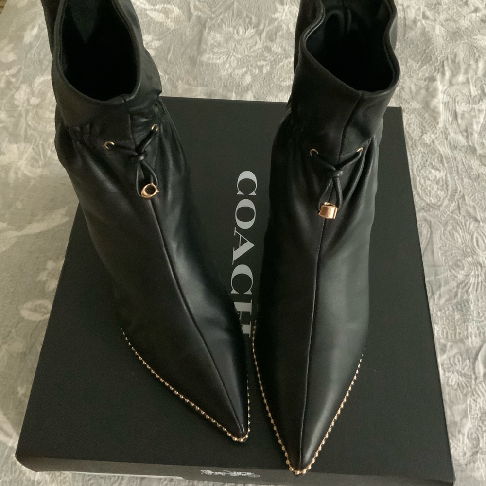 Coach Black Leather Booties
